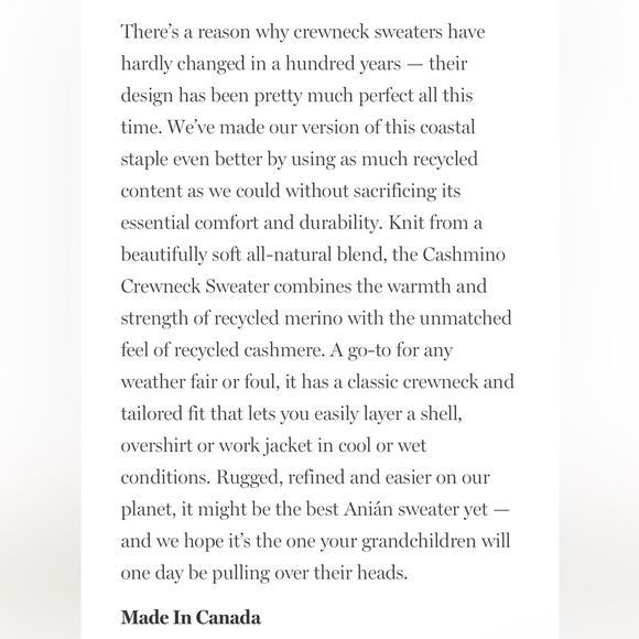 Anian Cashmino Crewneck Wool & Cashmere Sweater - Large - Picture 5 of 5